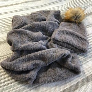 CALIA W's Fuzzy Pom Beanie + Snood Set - OS